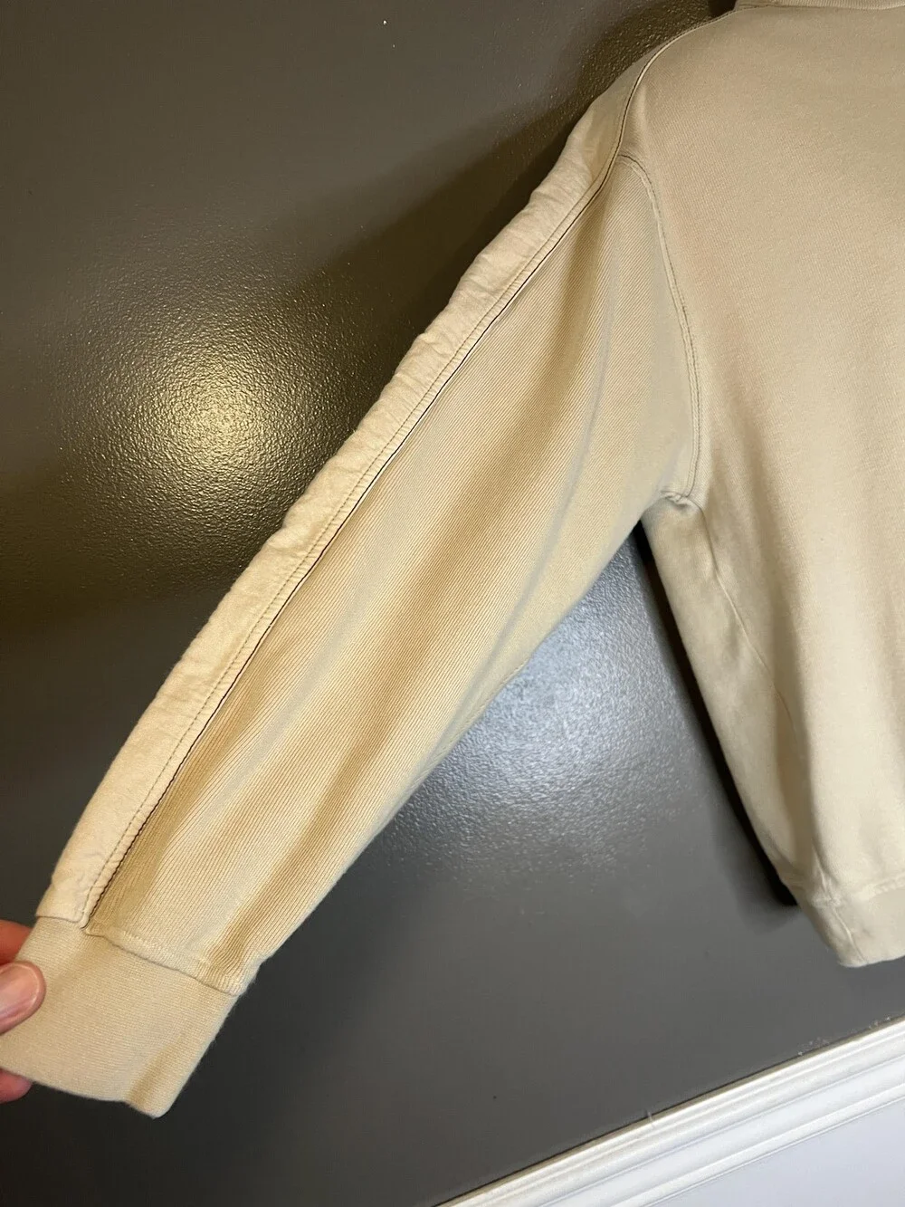 Ted Lapidus Jeans Sweater Mens Large Beige Quarter Zip Cotton Pullover Top